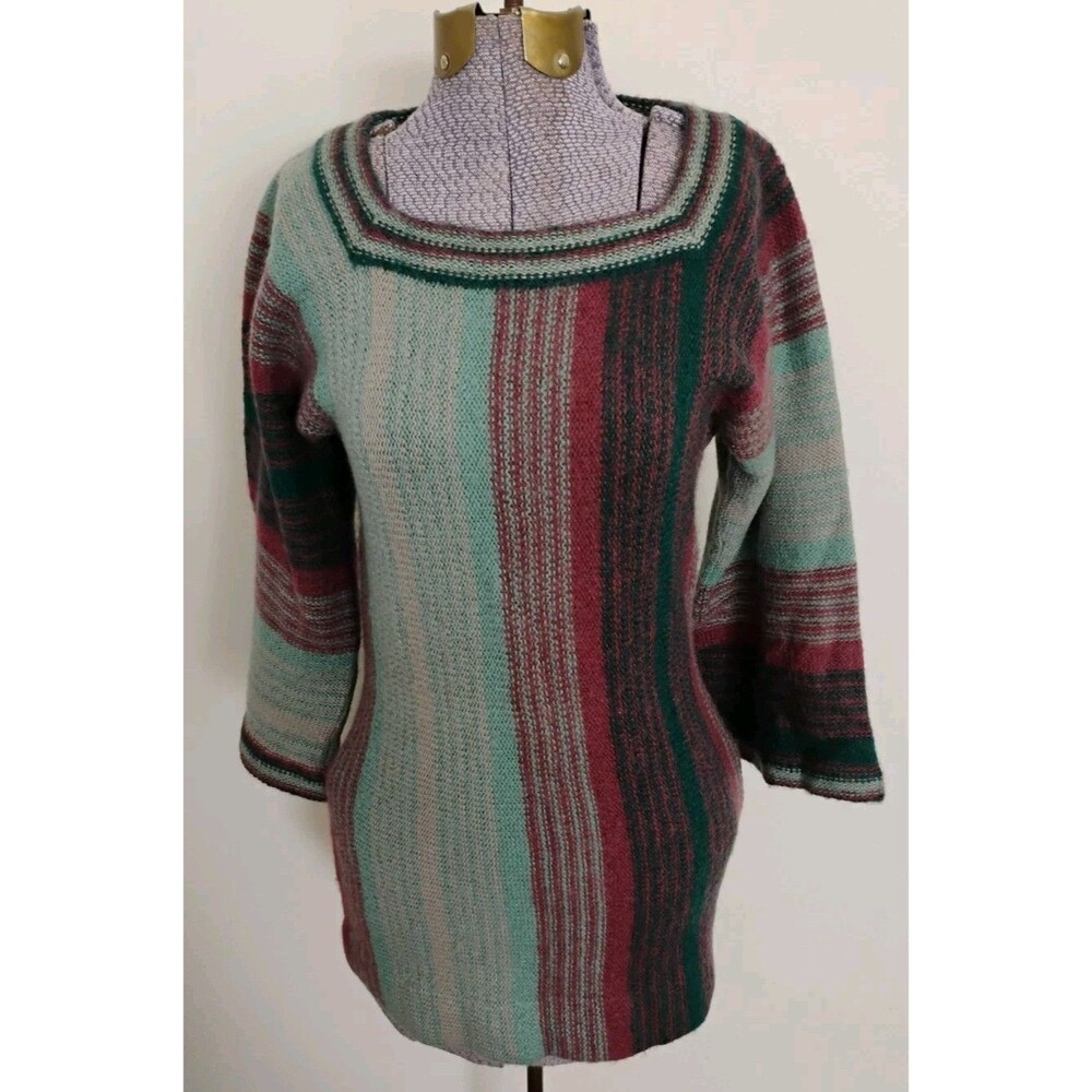 Vtg Renee Tender For Outlander Stripe Pullover Sweater Tunic Wool Blend sz XS/S